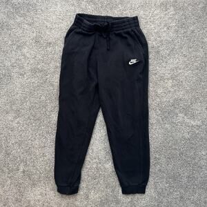 Nike Sweatpants Boys XL Black Joggers Fleece Drawstring Cuff Athletic Logo Pants